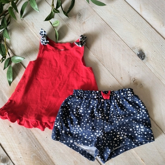 First Impressions Star Checkered Print Shorts Tank Top Set 6-9 Months Baby Girl - Picture 1 of 3